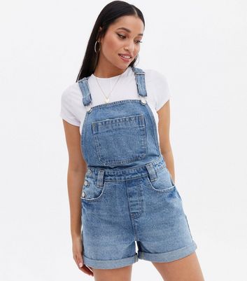 Petite Blue Denim Short Dungarees | New 