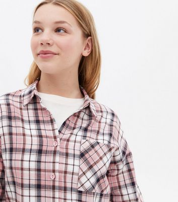 ladies pink check shirt