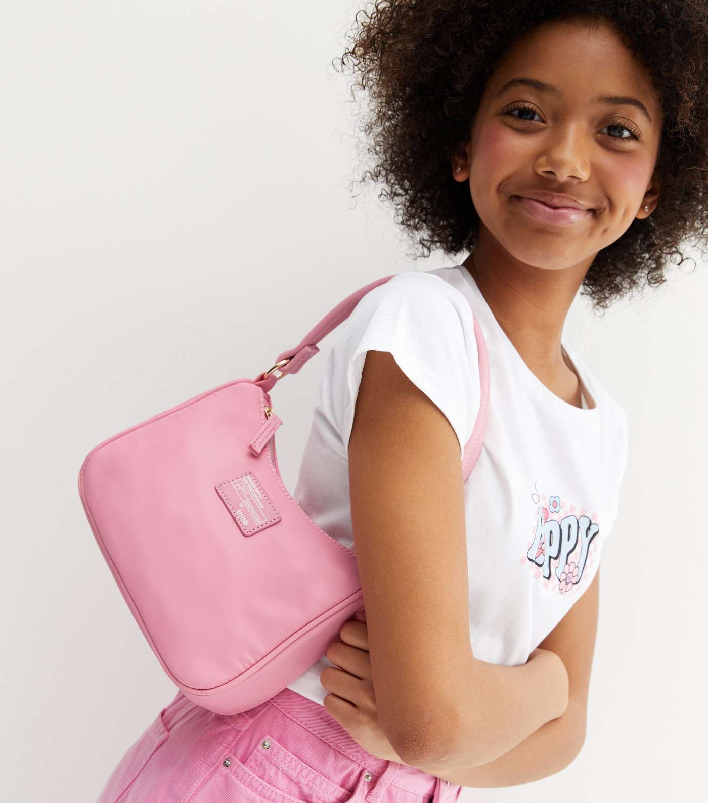 Girls Pale Pink Logo Shoulder Bag Image 2