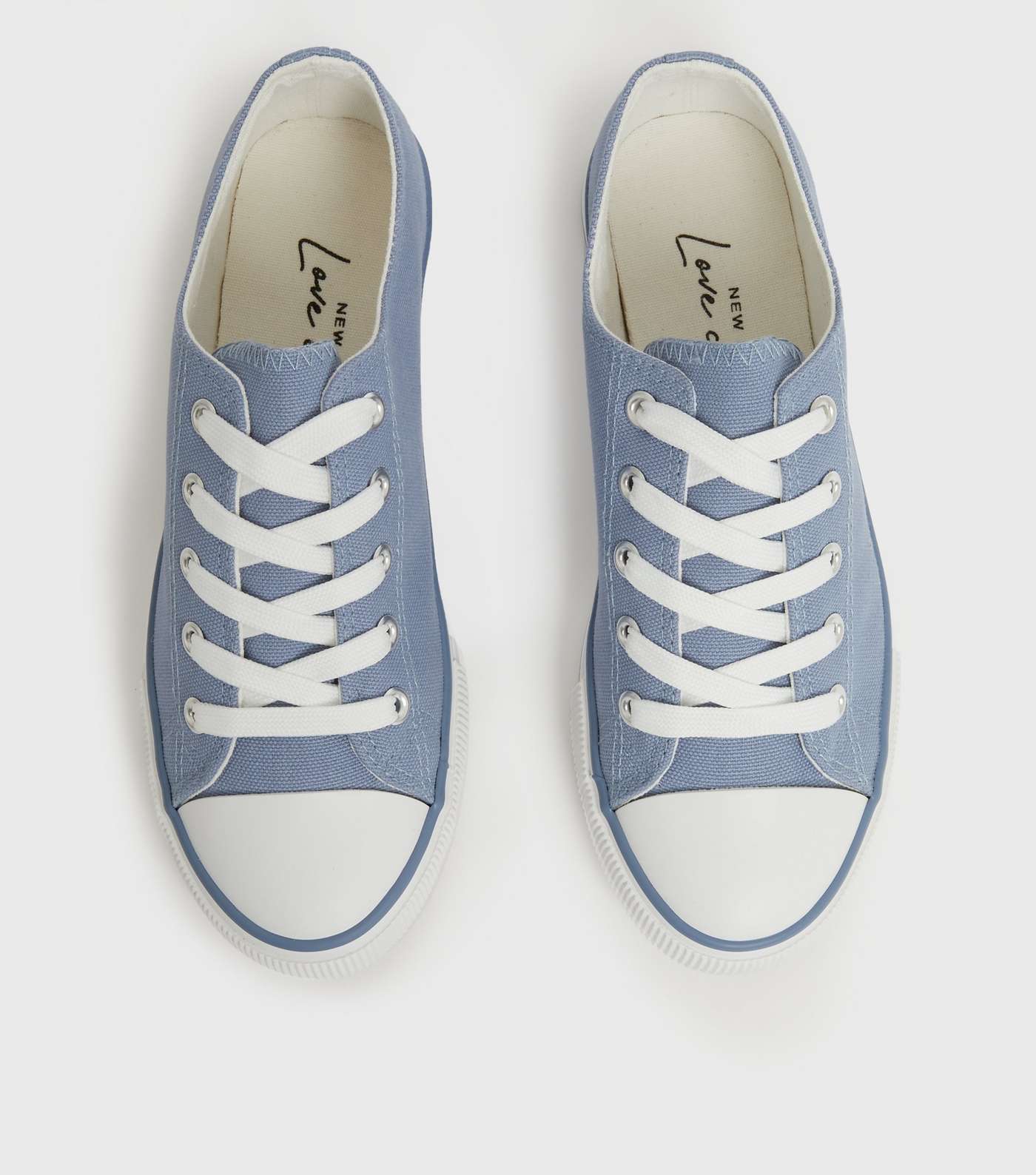 Girls Pale Blue Canvas Lace Up Trainers Image 3