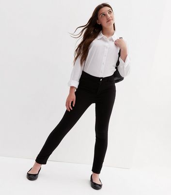 Black High Waist Slim Fit Regular Length Trousers | New Look