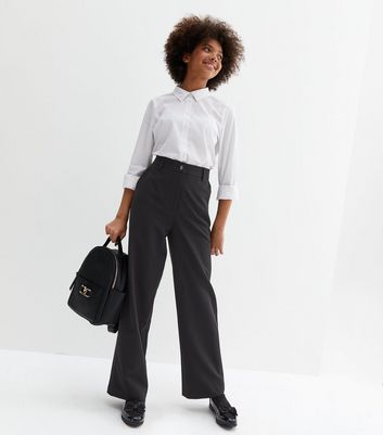 New Look Petite tie waist trouser in black | ASOS