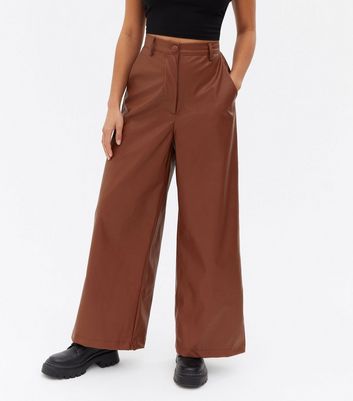 brown leather trousers petite