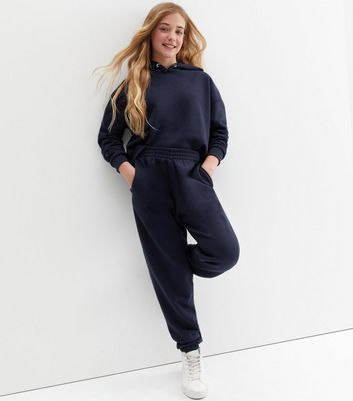 Girls navy school online joggers