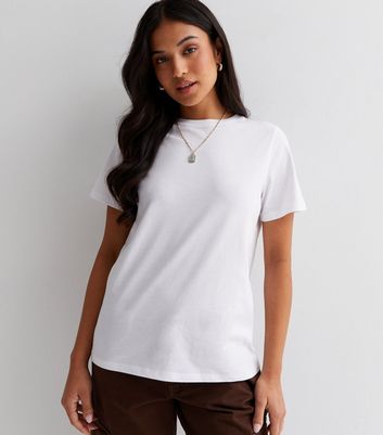 petite white v neck t shirt