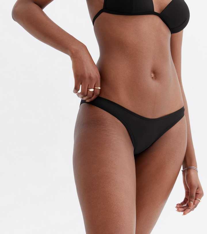 New Look v shape bikini bottoms in black