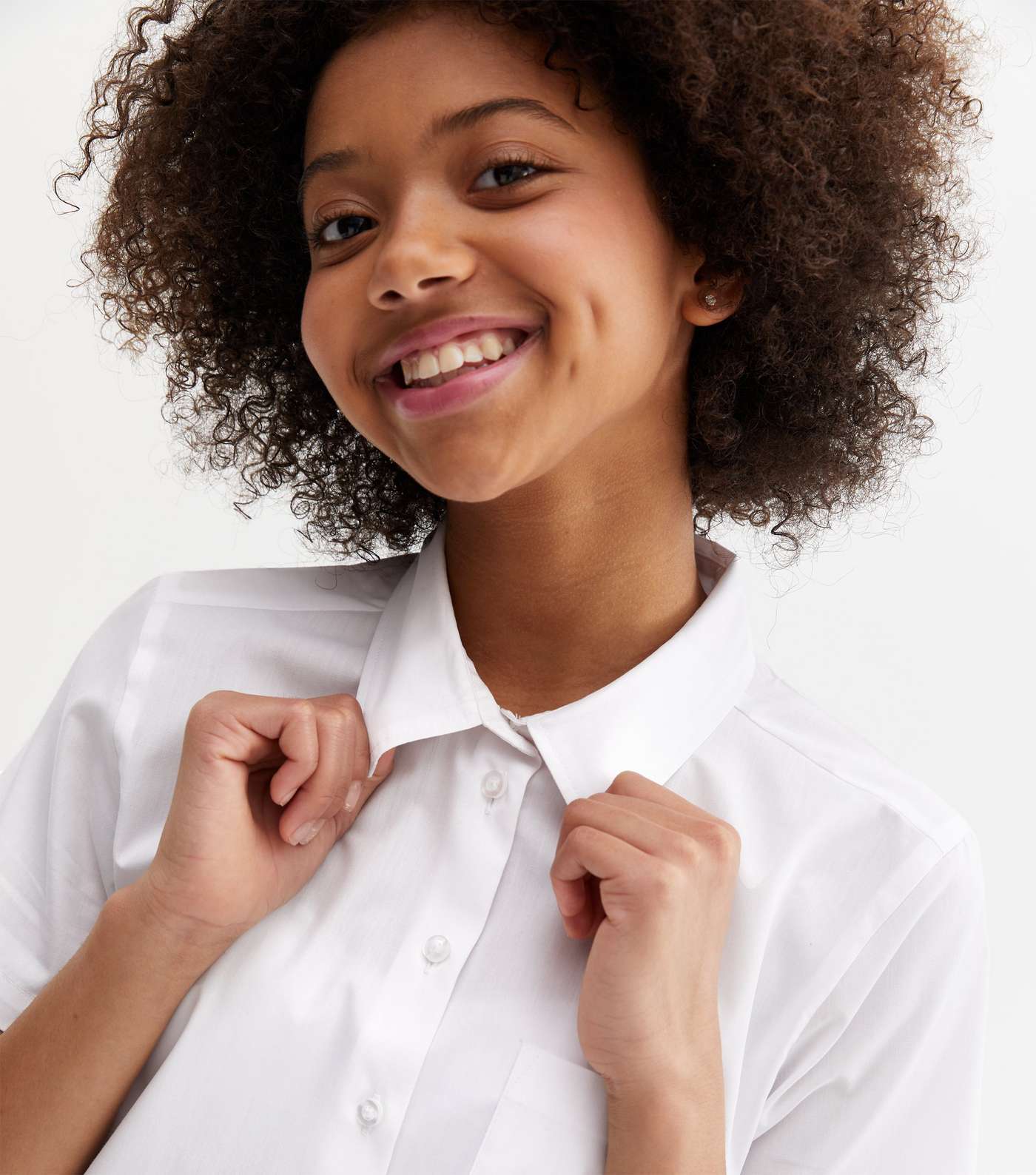 Girls 5 Pack White Short Sleeve Easy Care School Shirts Image 2