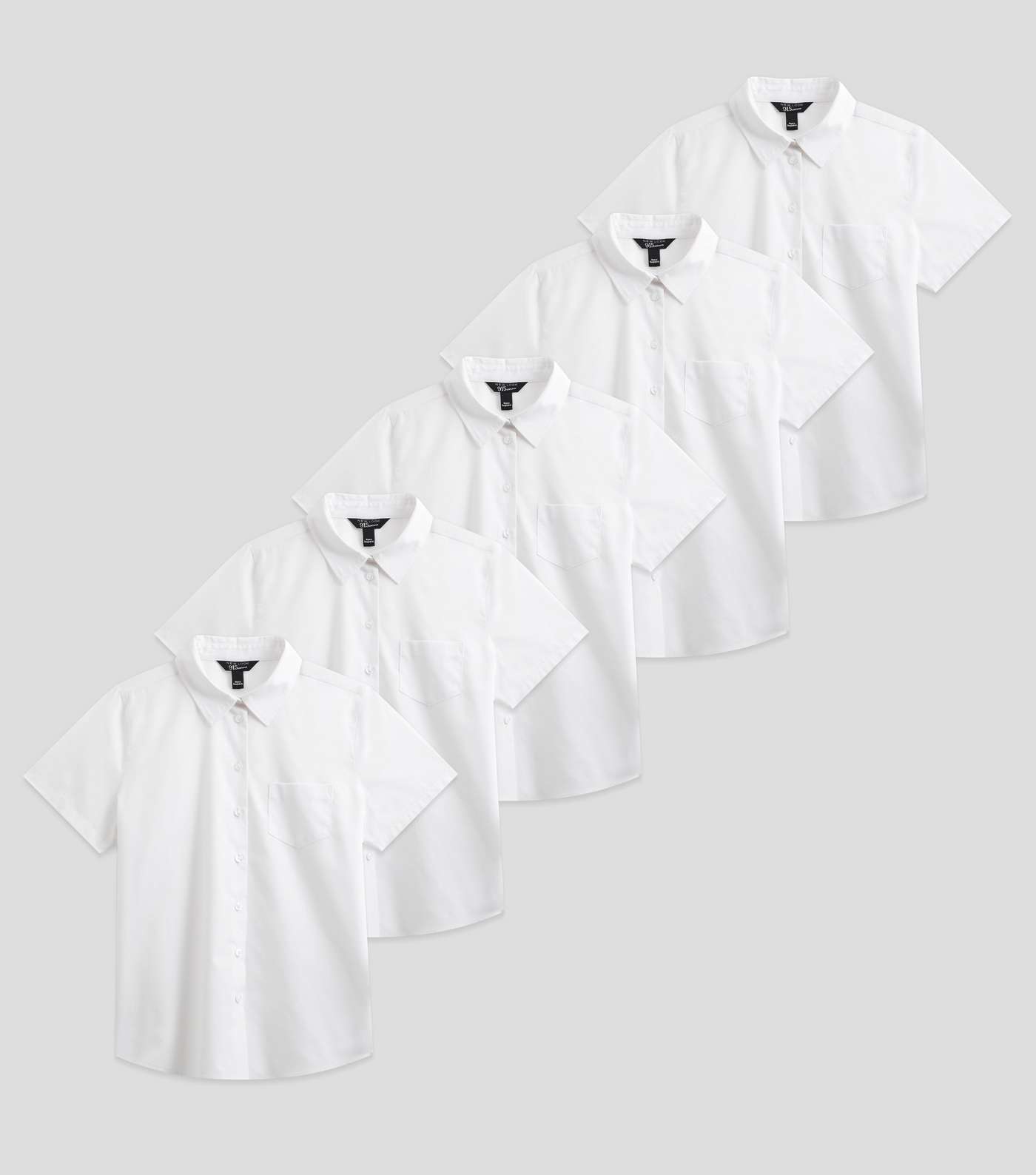 Girls 5 Pack White Short Sleeve Easy Care School Shirts Image 8