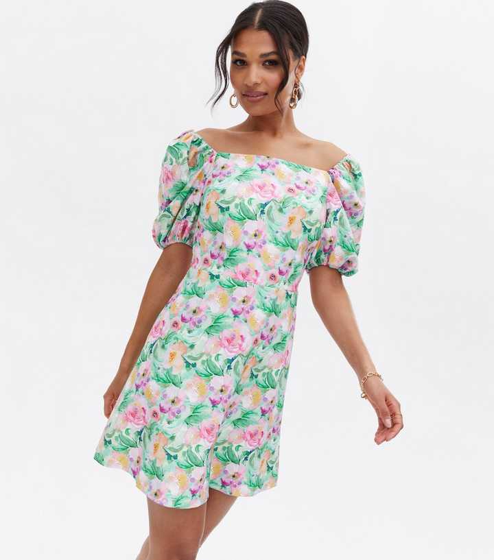 green emerald velvet dress Jolie Moi Paula Bardot Floral Mesh Midi Dress, Green Floral – Jolie Moi  Retail main image 1