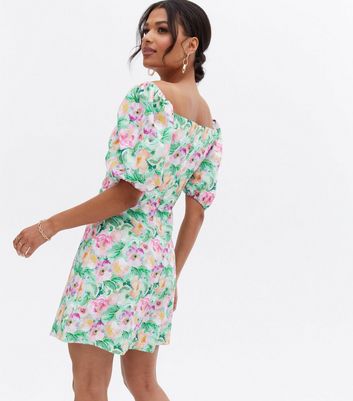 mini green floral dress