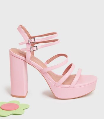 Be a Rebel Pink Strappy Platform Heels 