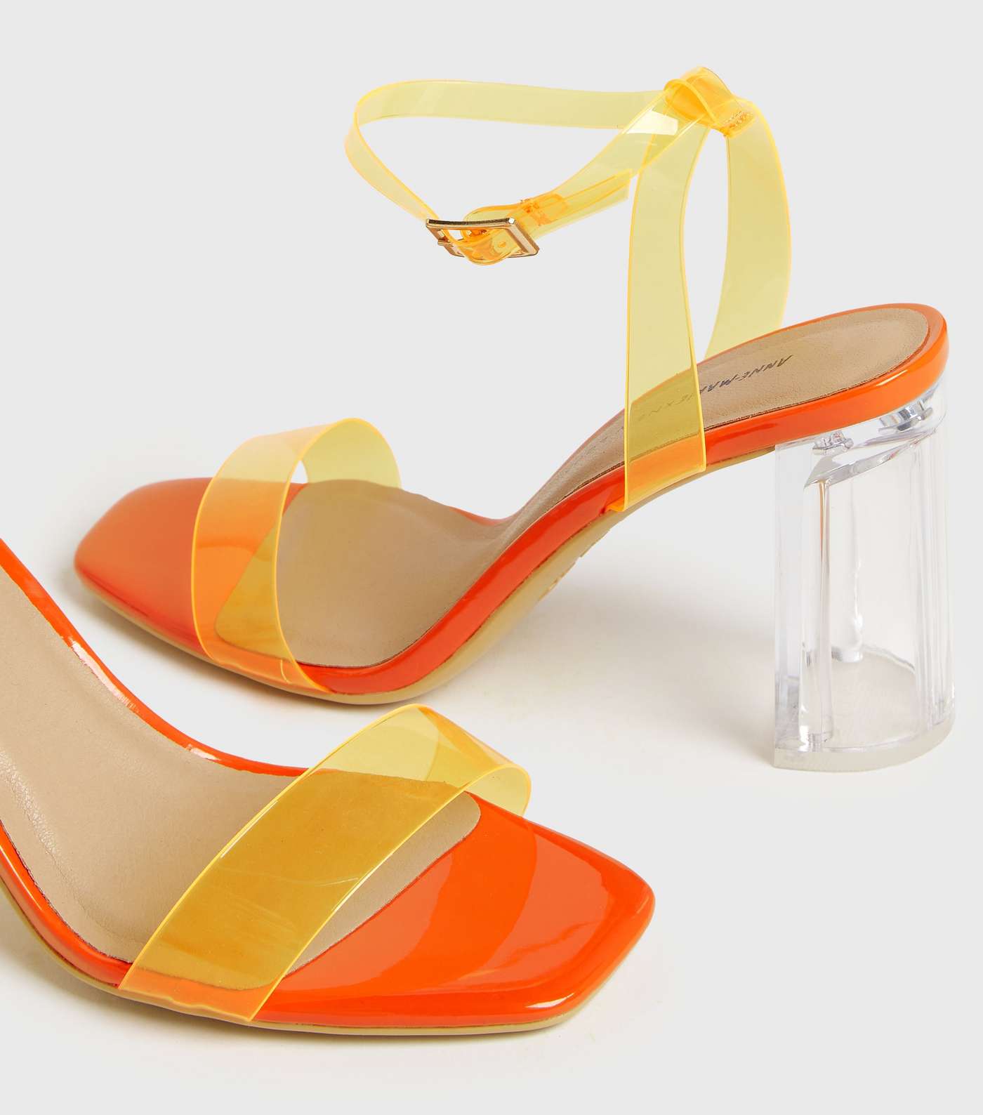 In the Clear Orange Block Heel Sandals Image 3