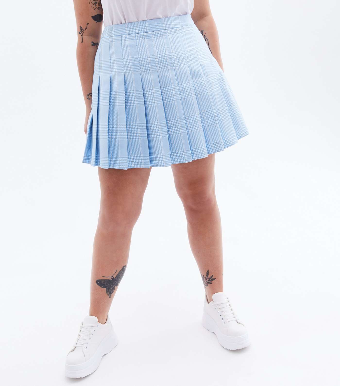 Feel Free Blue Curves Check Pleated Tennis Skirt Image 3