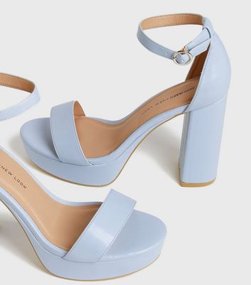 White Leather-Look Strappy Mid Block Heel Sandals | New Look