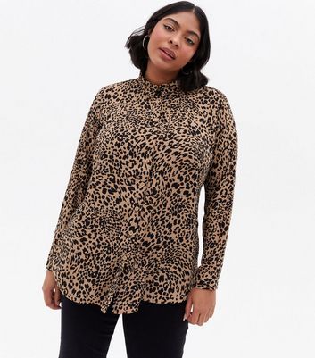 cheetah collared shirt