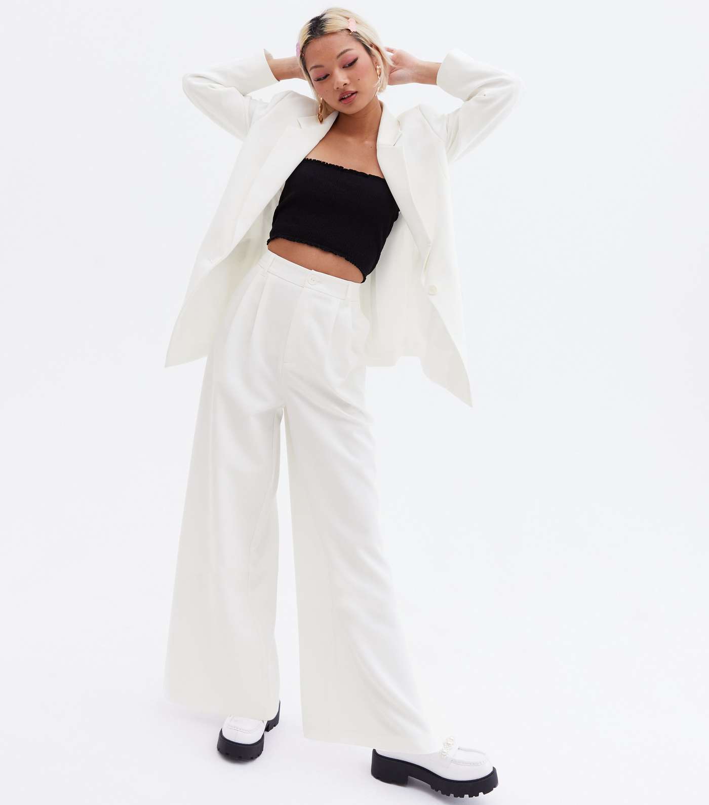 Suits You Petite White Wide Leg Trousers