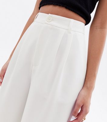 Petite White Wide Leg Trousers 