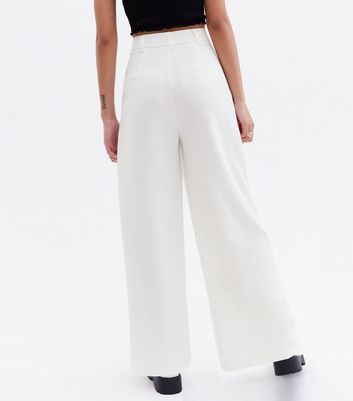 Petite Satin Wideleg Trousers in Natural White  Women  Burberry Official