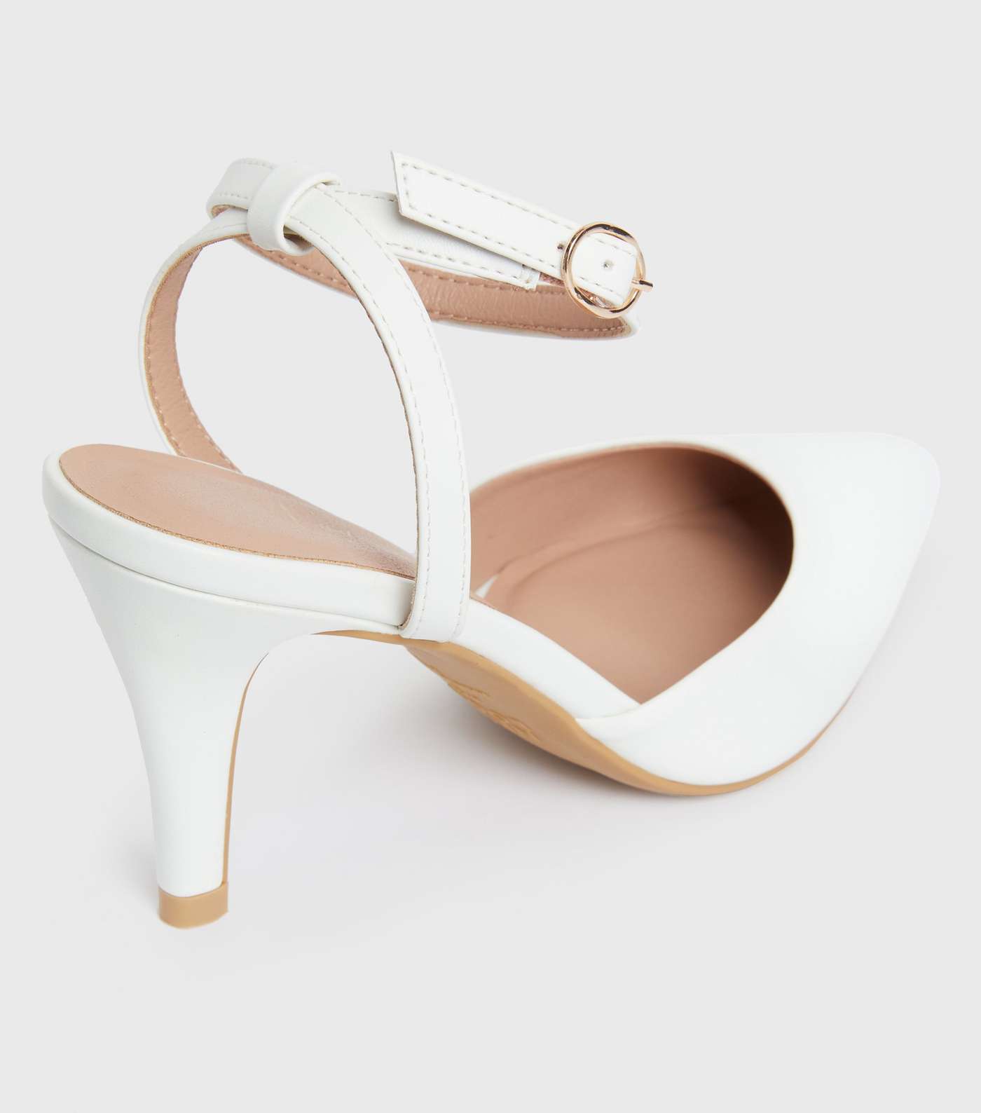 Wide Fit White Pointed Stiletto Heel Court Shoes Image 4