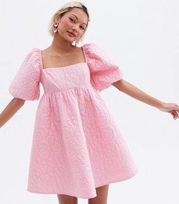 Pretty In Pink Petite Puff Sleeve Mini Dress New Look