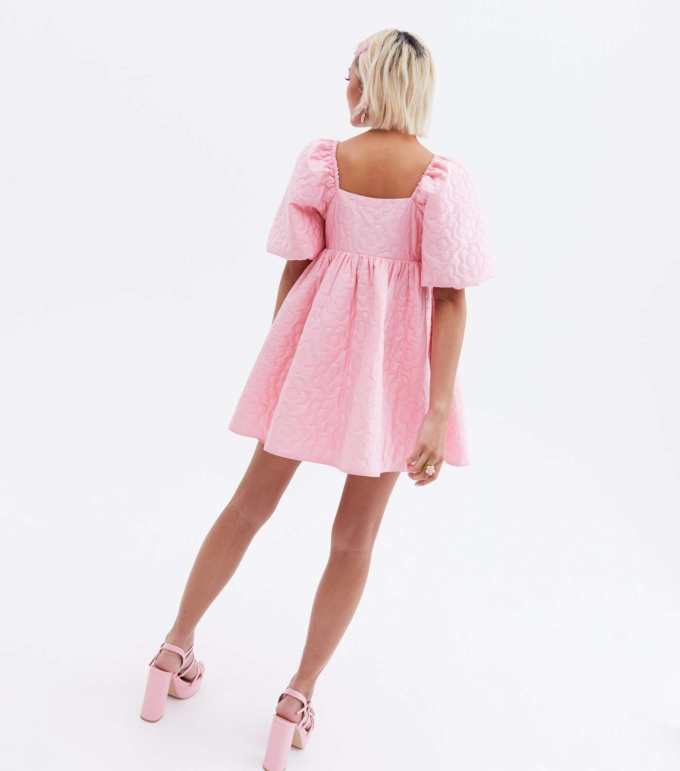Pretty in Pink Petite Puff Sleeve Mini Dress Image 4