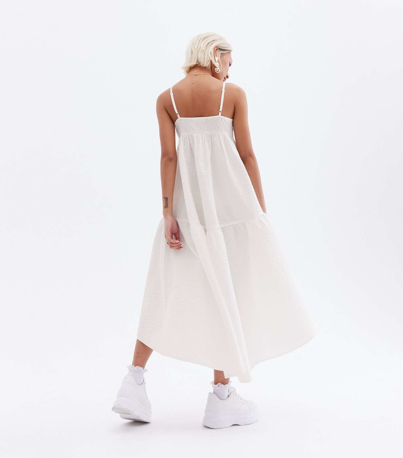 Always Dreaming Petite White Tiered Strappy Midi Dress Image 4
