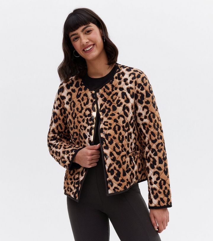 Brown Leopard Print Quilted Jacket | New Look