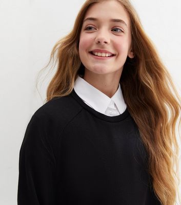 Round neck 2025 black school jumper