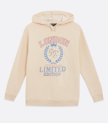 Girls Cream London Logo Long Hoodie New Look