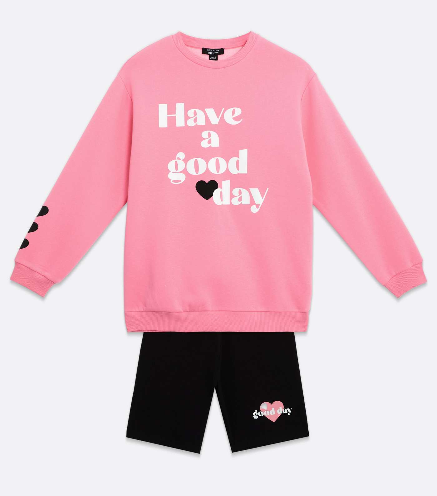Girls Bright Pink Logo Sweatshirt and Cycling Shorts Set Image 5