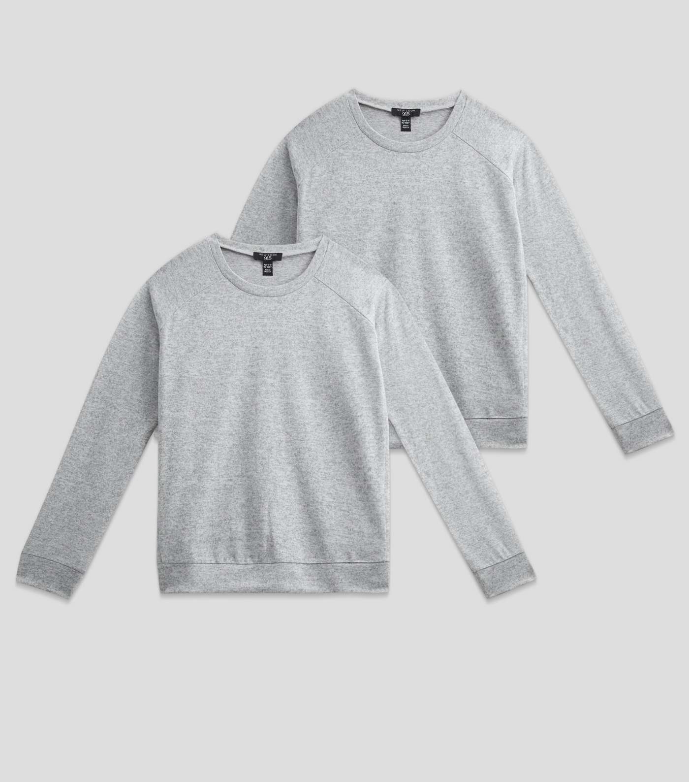 Girls 2 Pack Grey Fine Knit Crew Neck School Jumpers Image 5