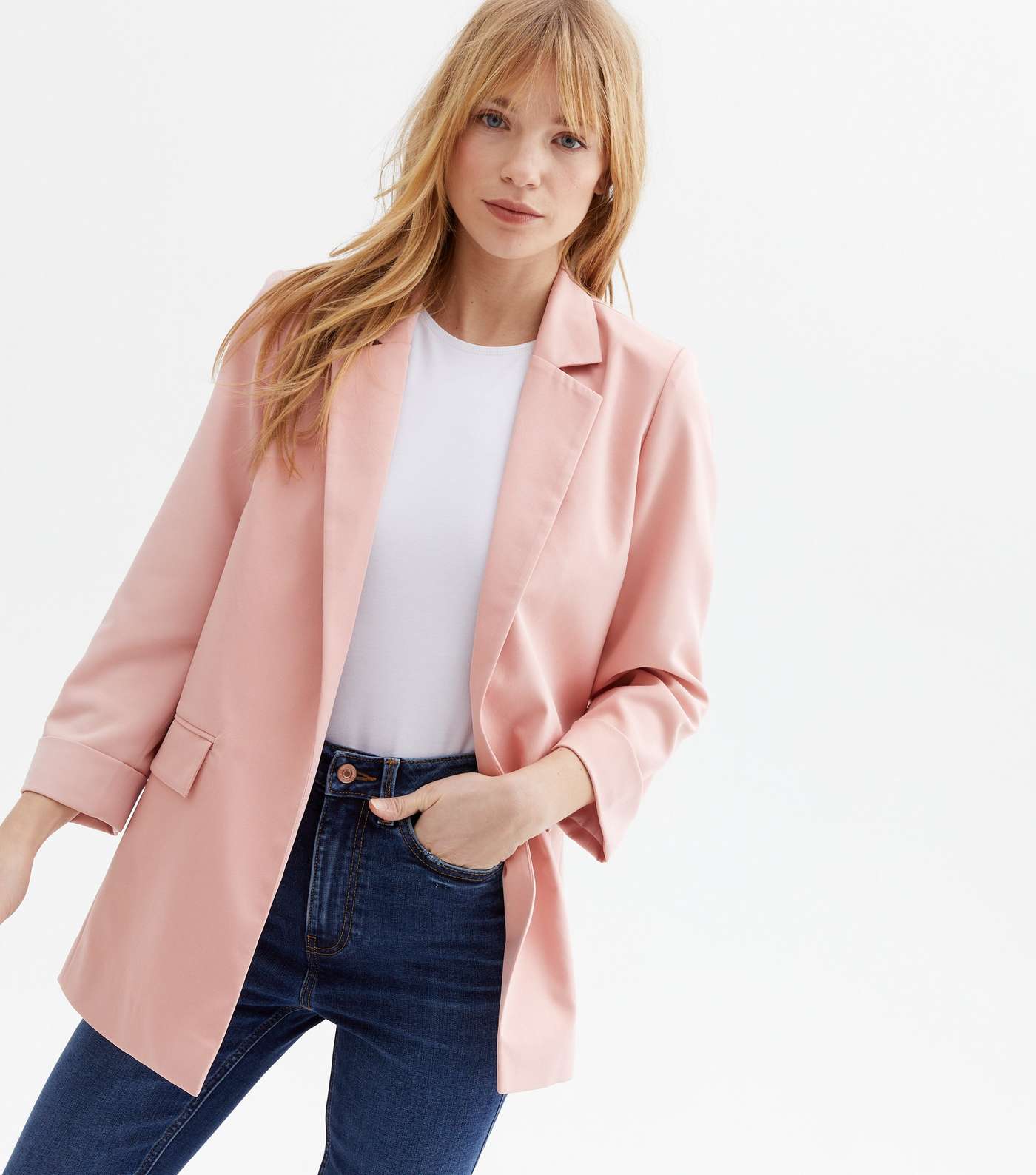 Pale Pink Revere Relaxed Fit Blazer