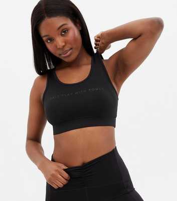 ONLY PLAY Black Logo Racer Sports Crop Top