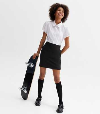 Girls Black A Line Side Pocket School Skirt