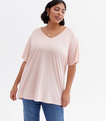 Click to view product details and reviews for Curves Pink V Neck T Shirt New Look.