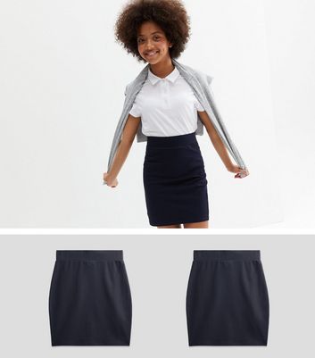 Navy pencil outlet skirt new look