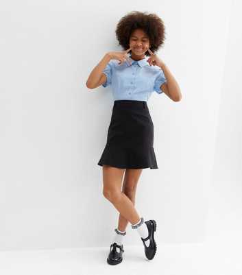 Girls Black Peplum School Skirt