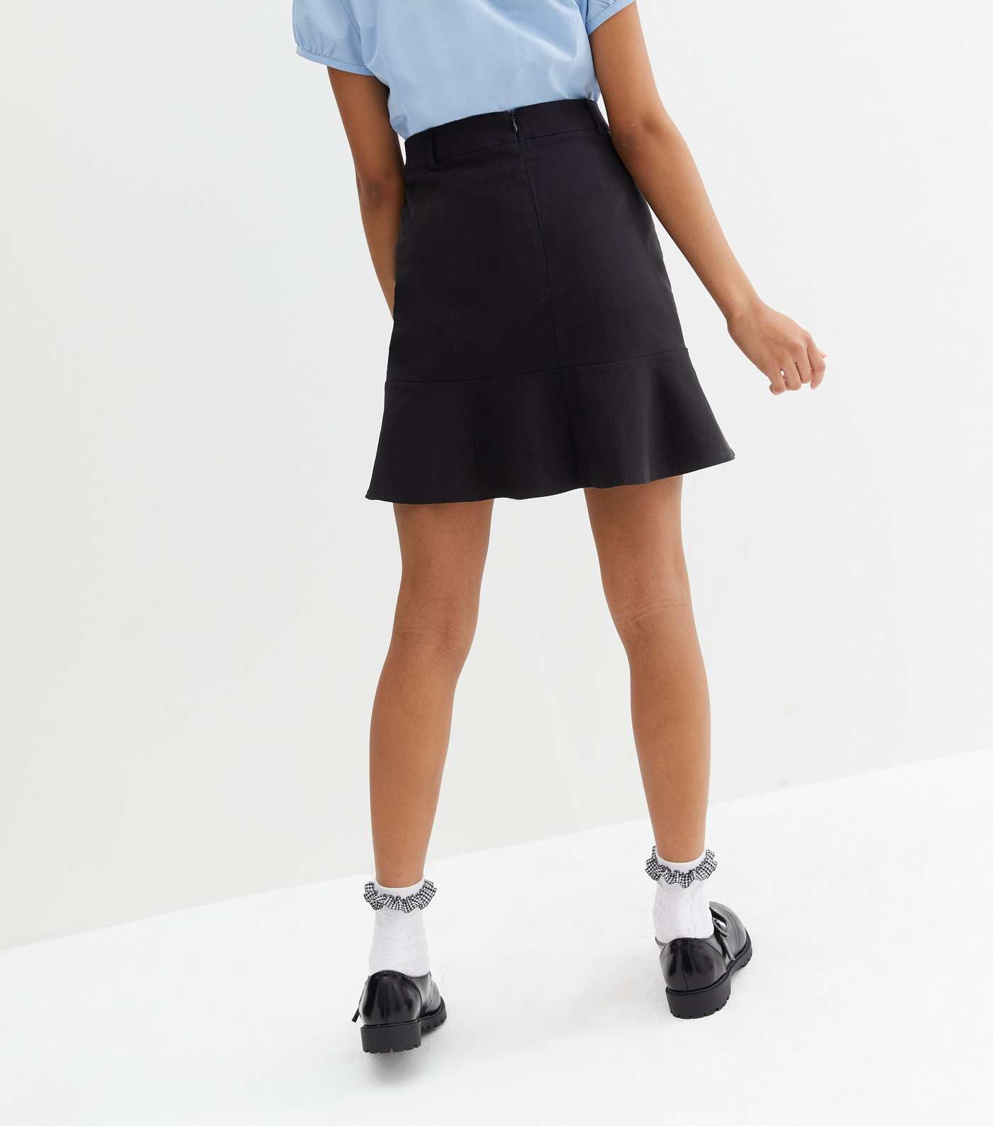 Girls Black Peplum School Skirt Image 4