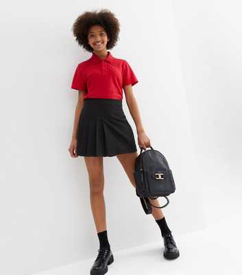 Girls Black Pleated Hidded Shorts School Skort