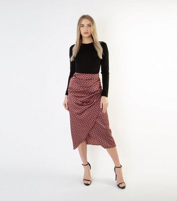 wrap around red skirt