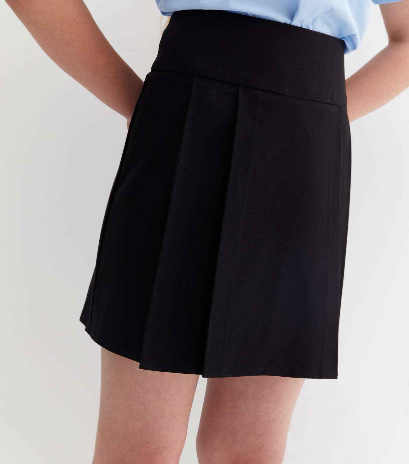 Girls Black Pleated School Skirt Image 3