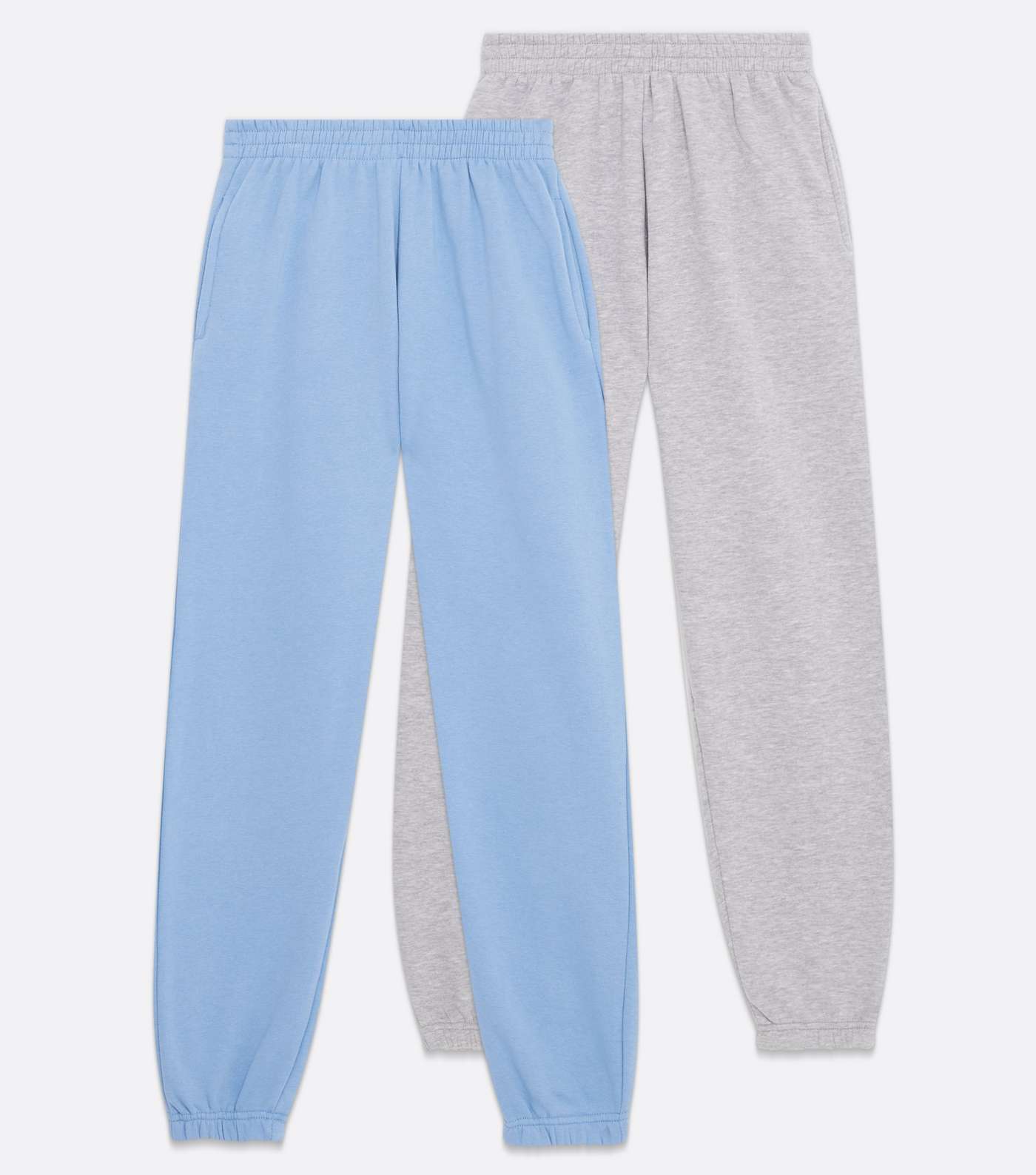 Girls 2 Pack Pale Blue and Grey Cuffed Joggers Image 5