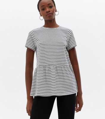 Tall White Stripe Peplum T-Shirt