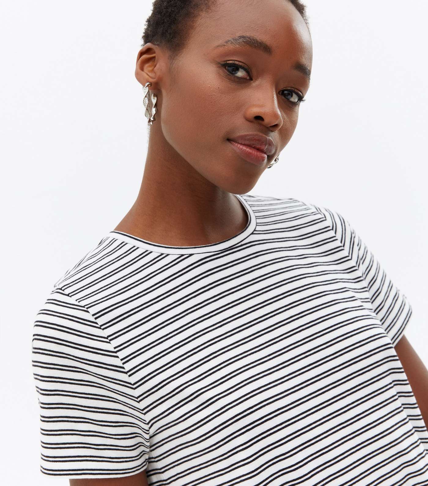 Tall White Stripe Peplum T-Shirt Image 3