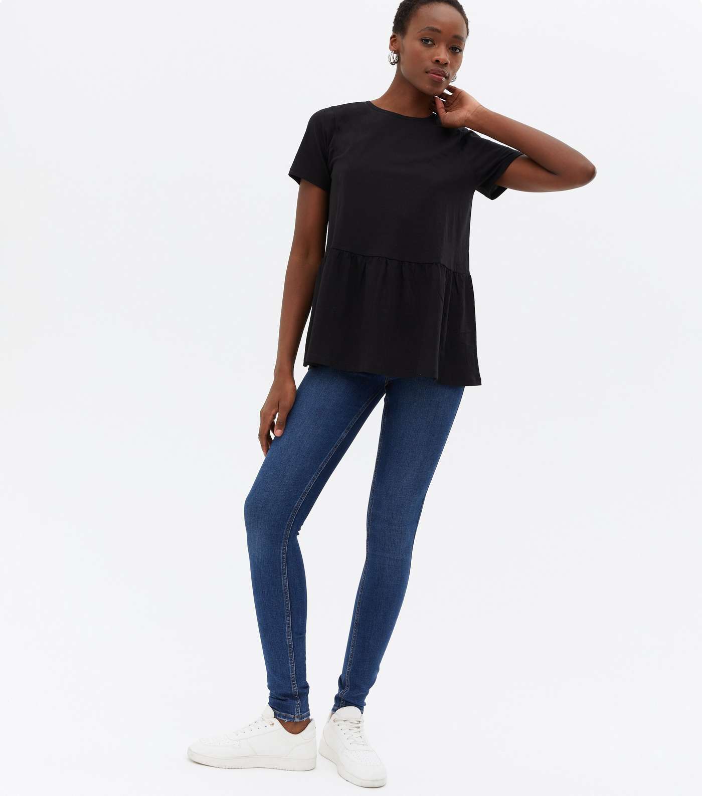 Tall Black Short Sleeve Peplum T-Shirt Image 2