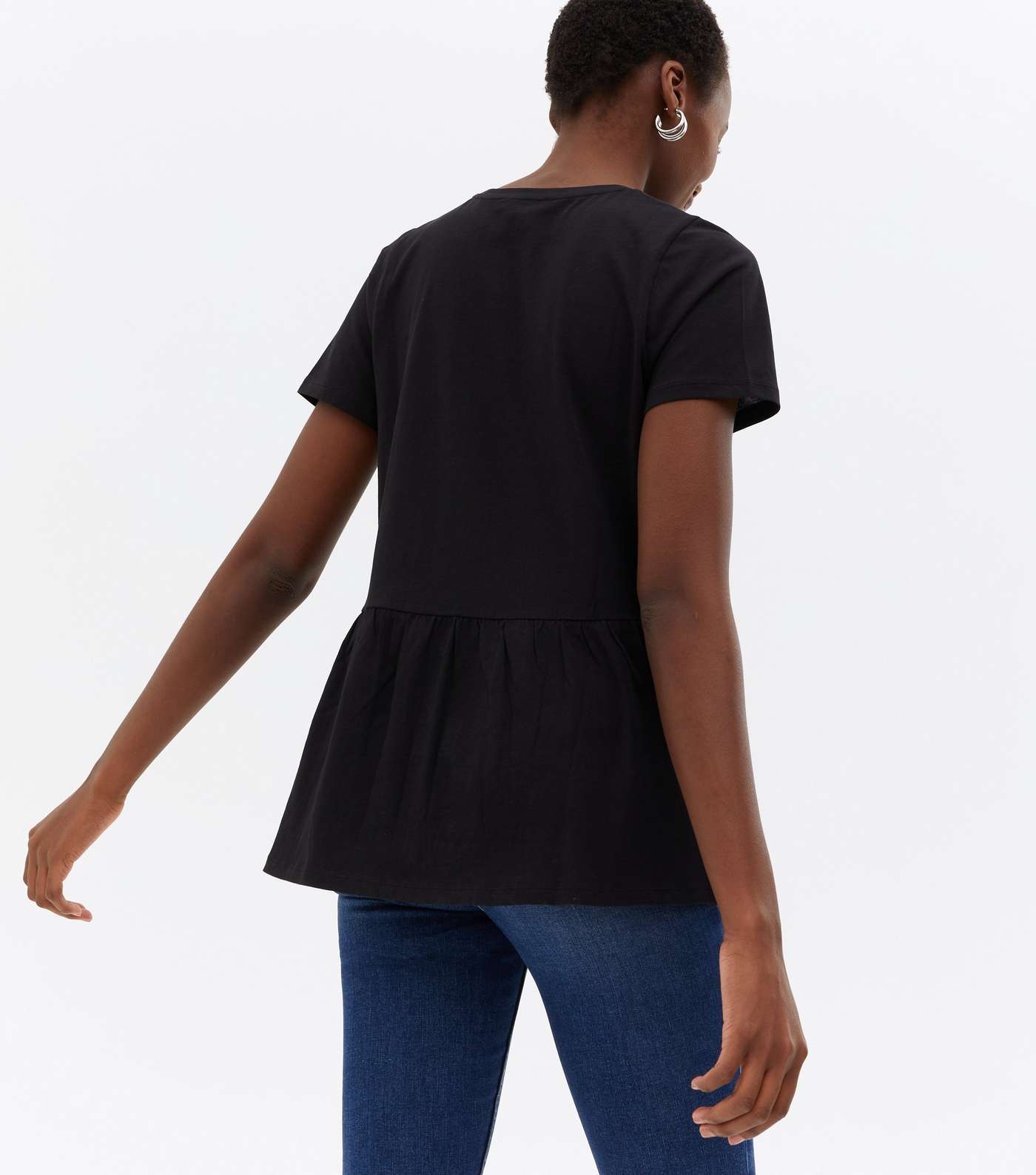 Tall Black Short Sleeve Peplum T-Shirt Image 4