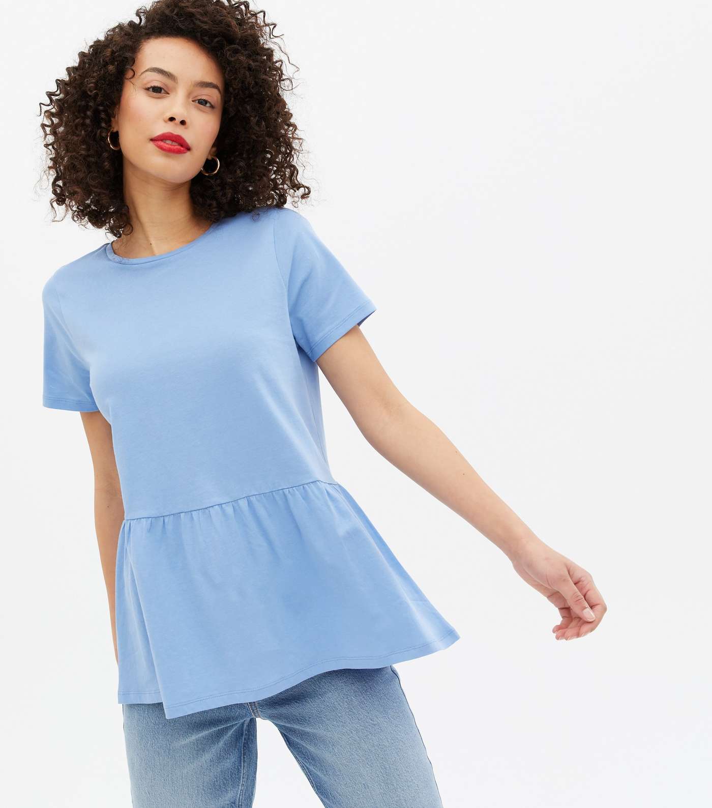 Tall Pale Blue Short Sleeve Peplum T-Shirt