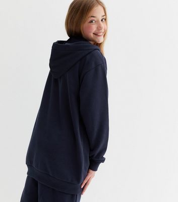 Girls navy zip hoodie sale