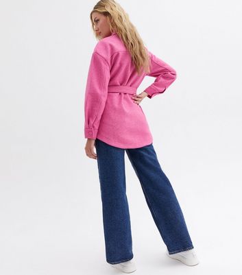 ONLY Bright Pink Belted Shacket | New Look