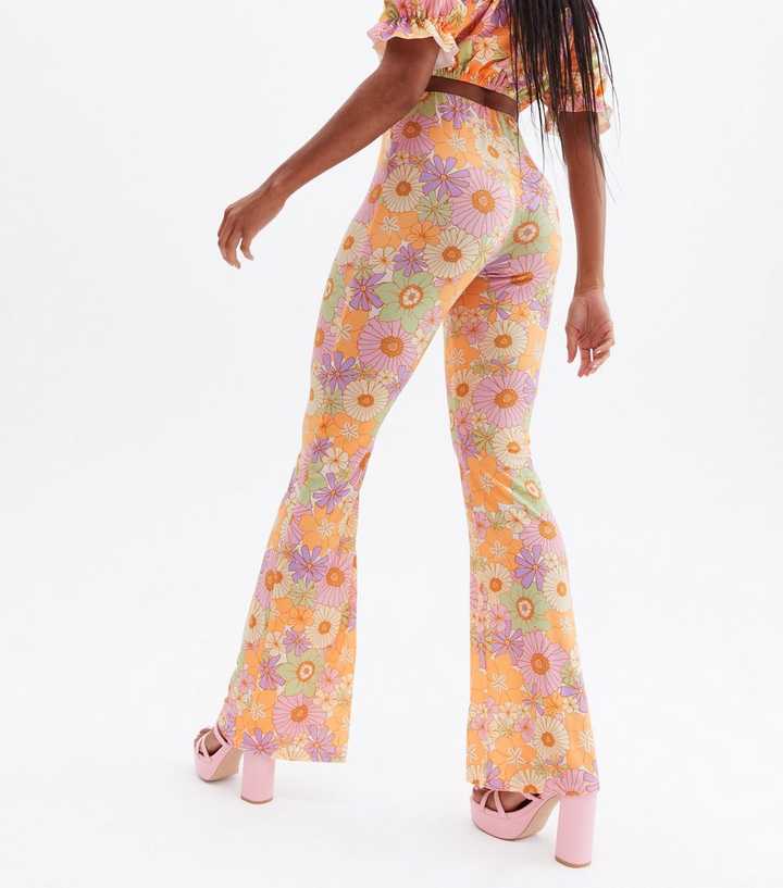 Sunflower Power Lilac Floral Flared Trousers